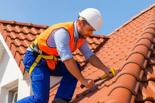 couvreur qui renove une toiture à Marseillan